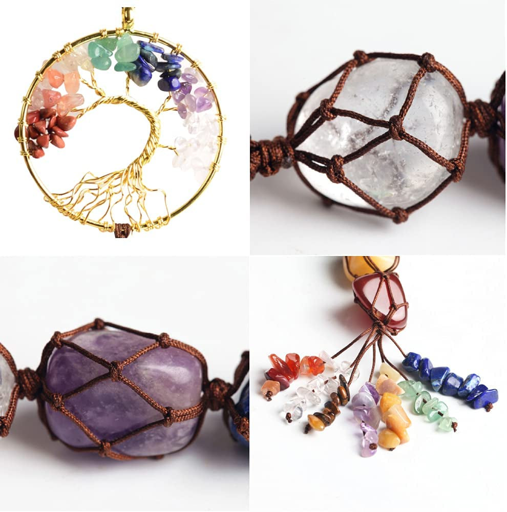 7 Chakras Stones Healing Crystals Tree of Life Wall Hanger Tumbled Gemstones Meditation Hanging Ornament Christmas Tree Memorial Hanging Pendant