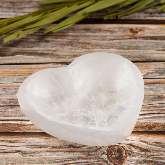 Heart Selenite Bowl for Crystals Charging – 4" Selenite Crystal Bowl – Mined and Crafted in Morocco – Ideal for Cleansing and Recharging Crystals and Healing Stones, Meditation, and Decor