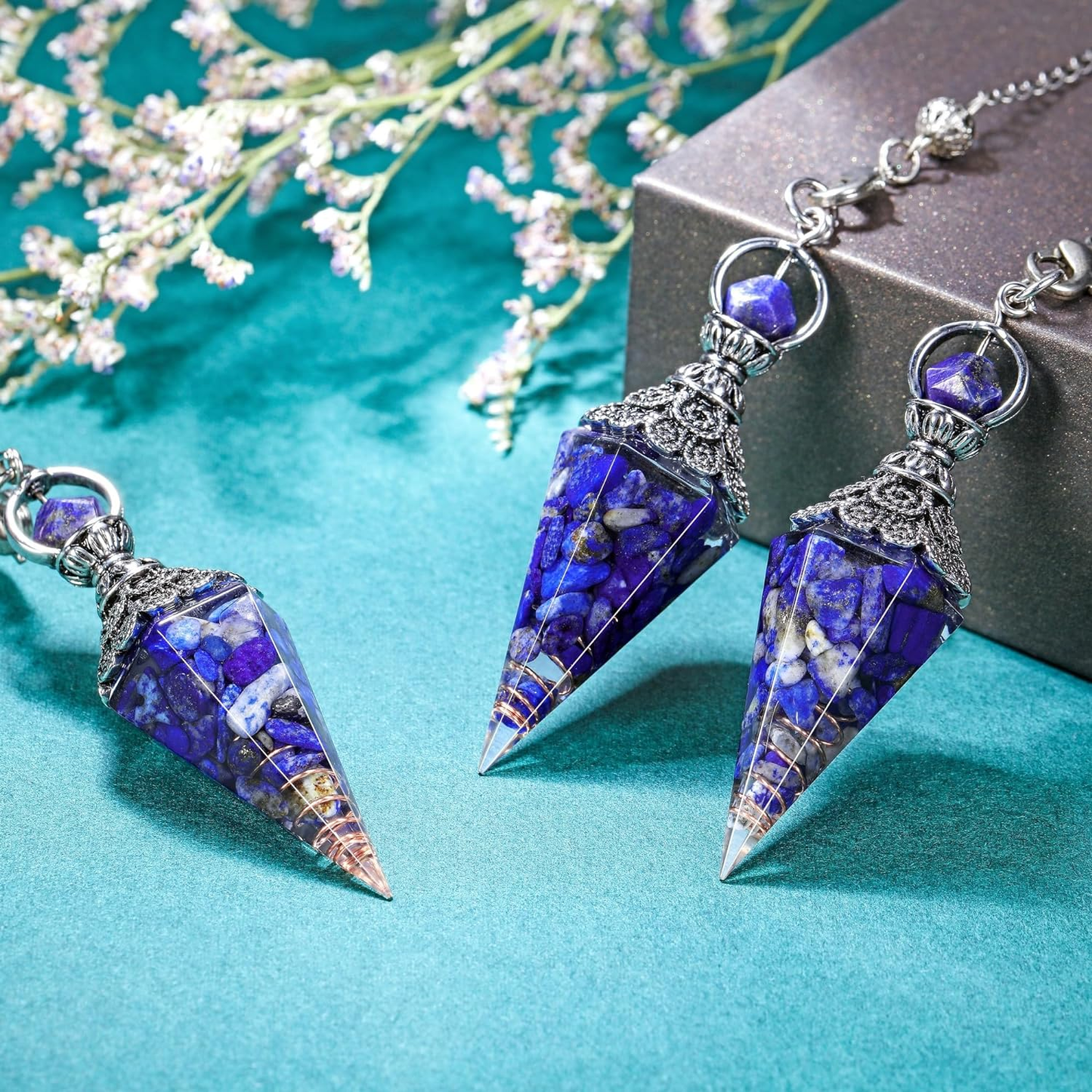 Natural Lapis Lazuli Healing Crystal Pendulum