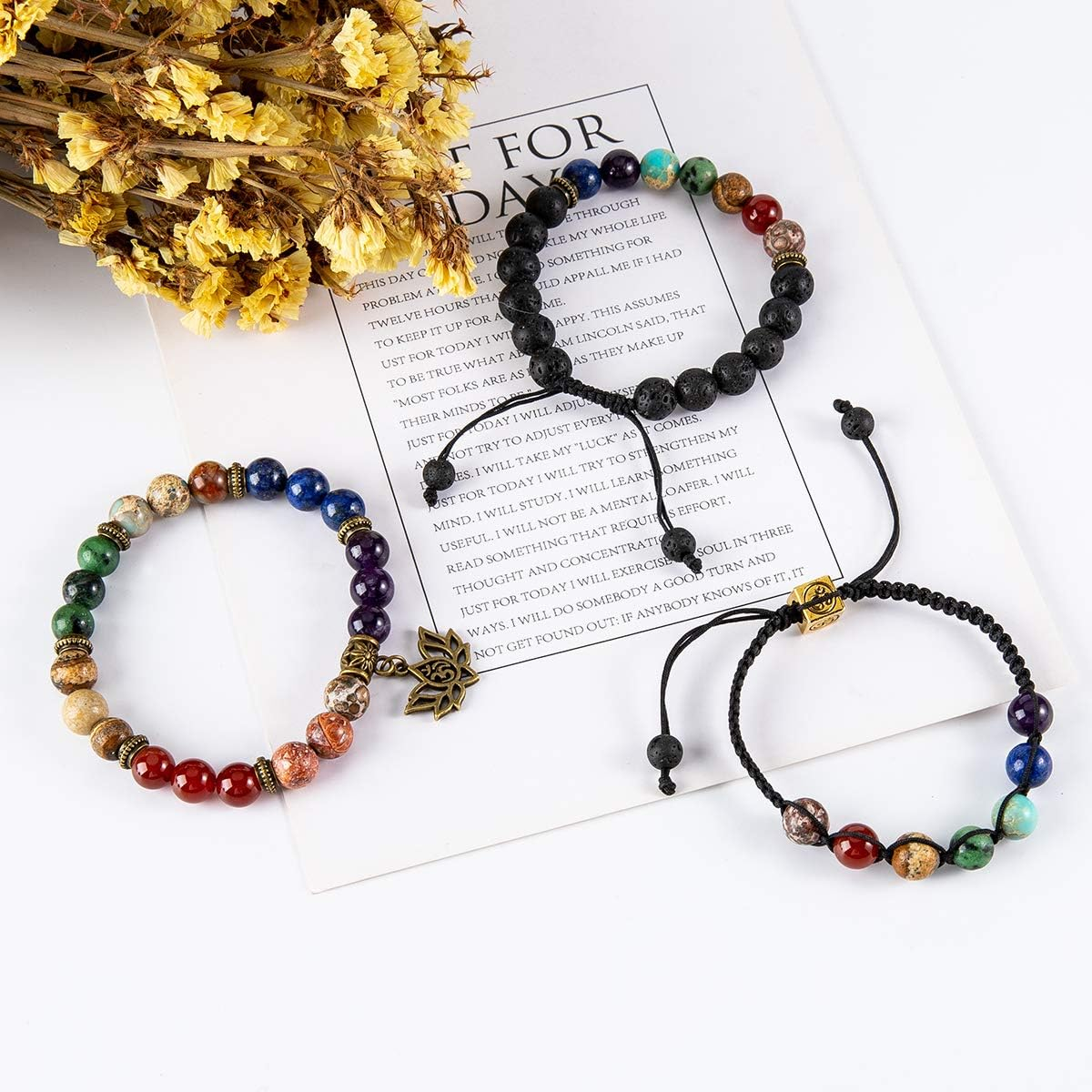 Chakra Bead Bracelets with Real Stones