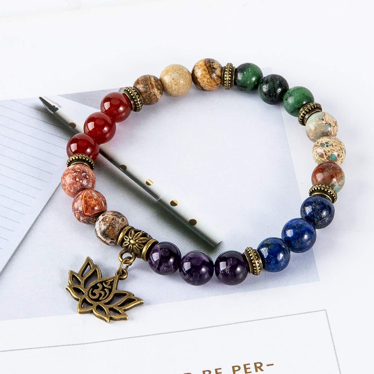 Chakra Bead Bracelets with Real Stones