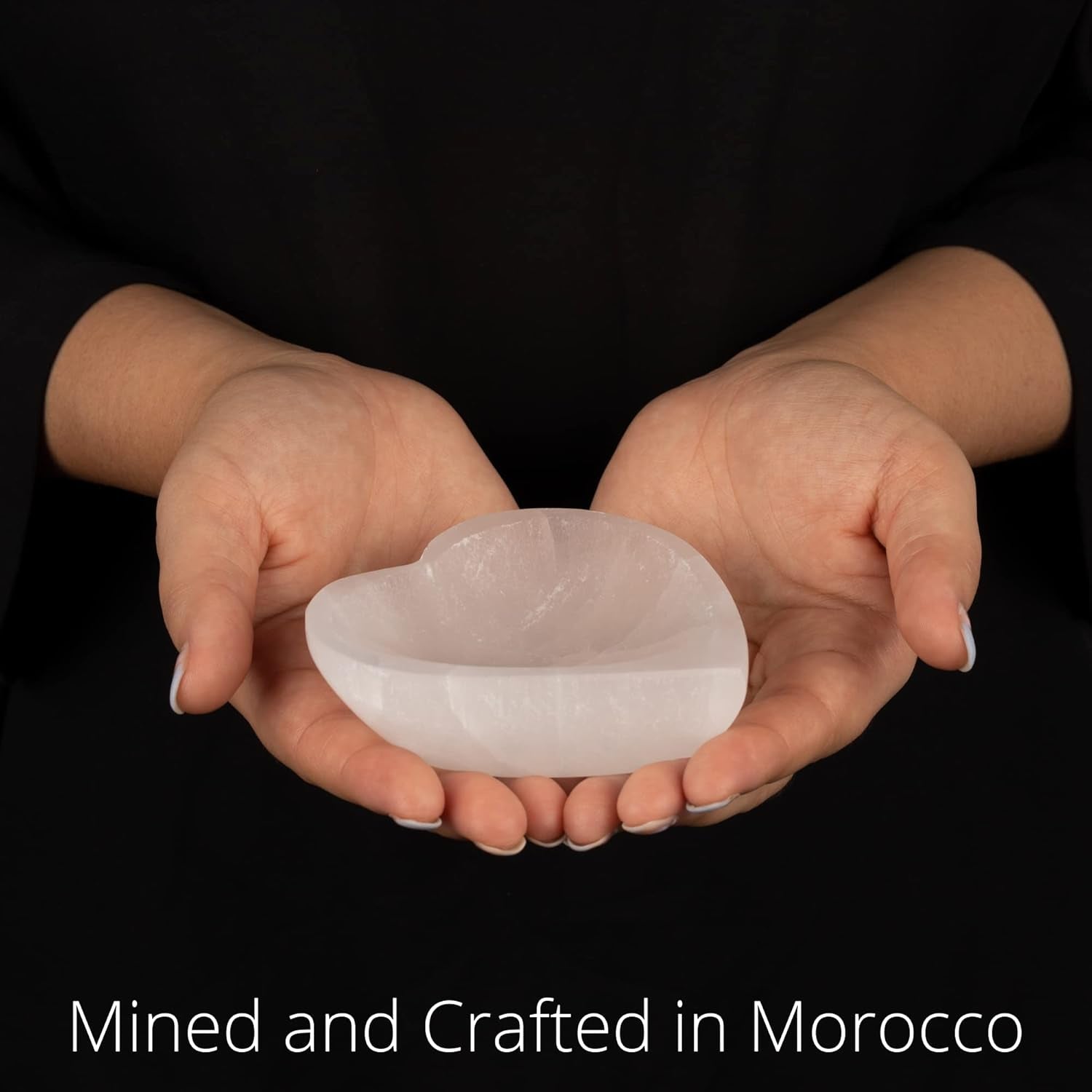 Heart Selenite Bowl for Crystals Charging – 4" Selenite Crystal Bowl – Mined and Crafted in Morocco – Ideal for Cleansing and Recharging Crystals and Healing Stones, Meditation, and Decor