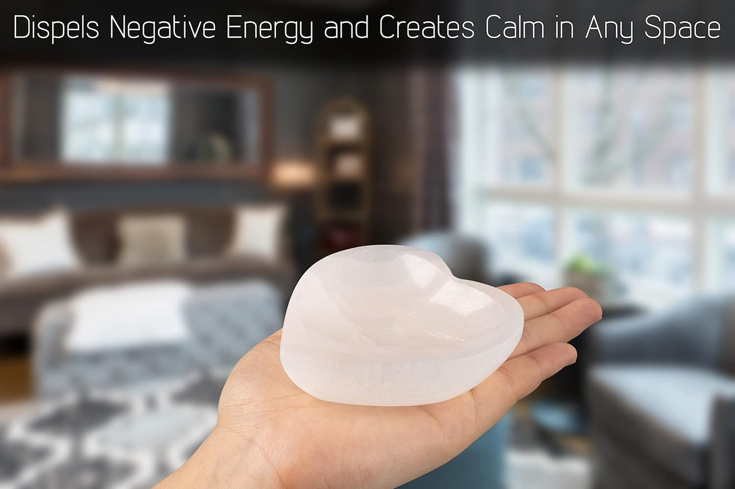 Heart Selenite Bowl for Crystals Charging – 4" Selenite Crystal Bowl – Mined and Crafted in Morocco – Ideal for Cleansing and Recharging Crystals and Healing Stones, Meditation, and Decor