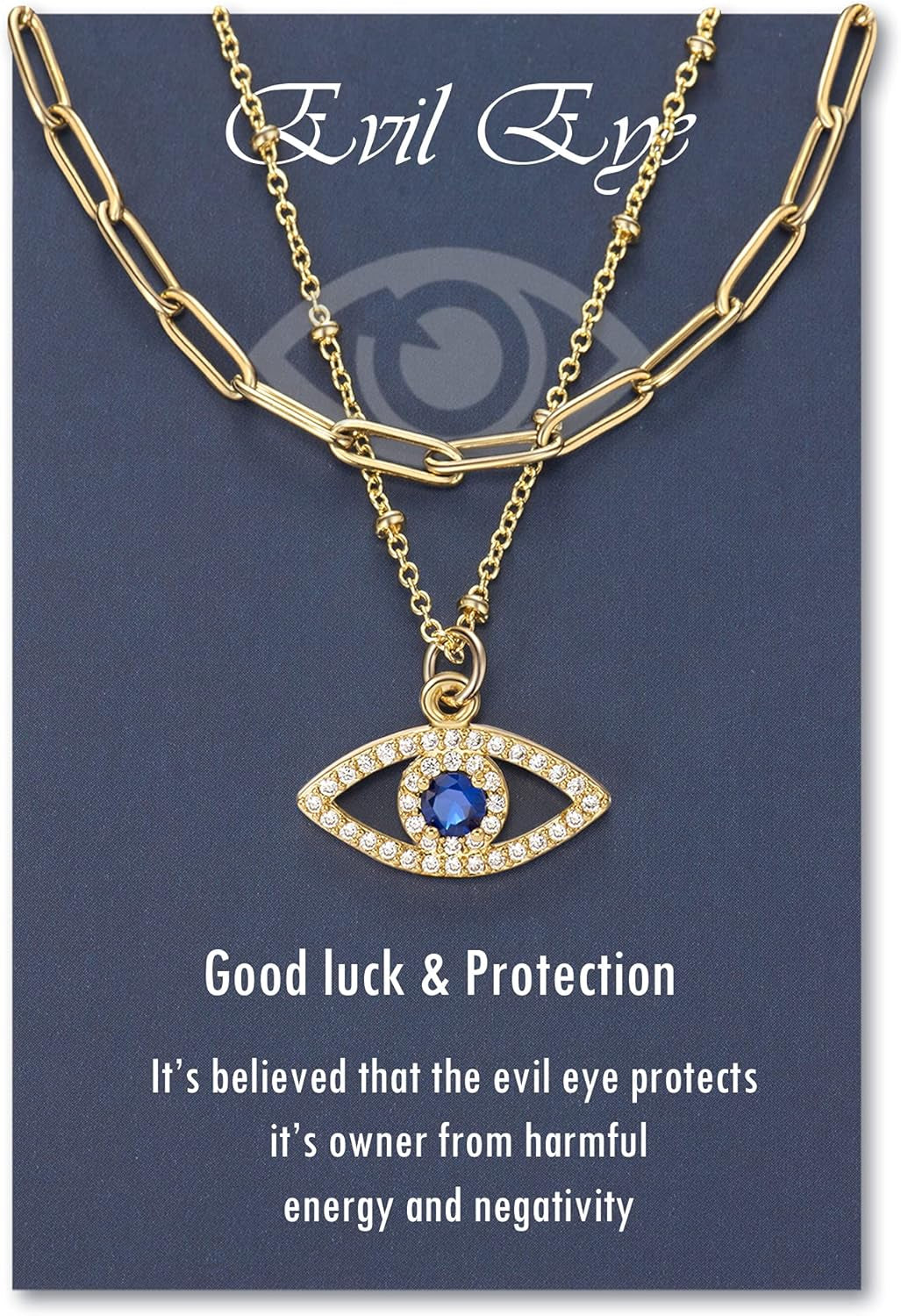 Layered Evil Eye Necklaces for Women 18K Gold Plated Dainty Chocker Necklace Delicate Jewelry Gift for Women Girls（Gold/Silver）
