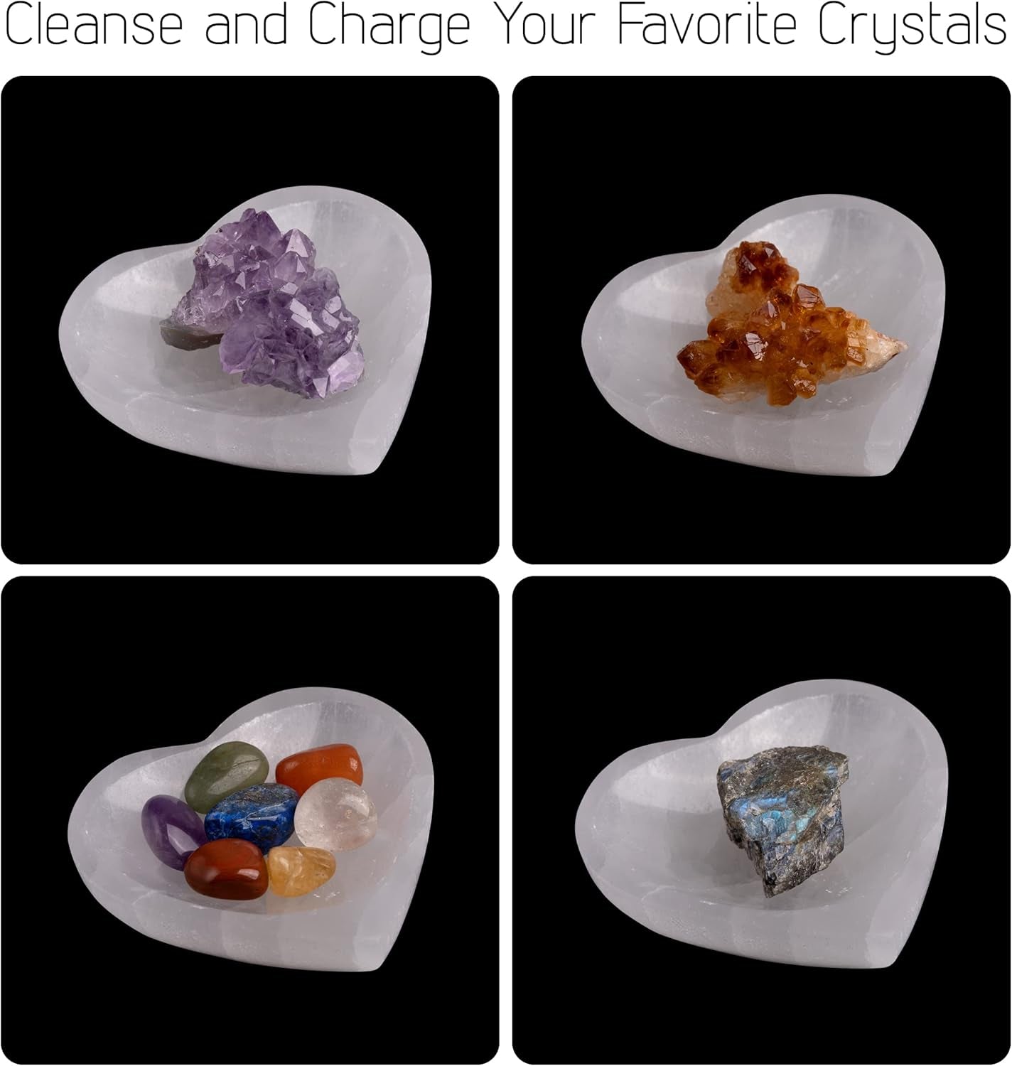 Heart Selenite Bowl for Crystals Charging – 4" Selenite Crystal Bowl – Mined and Crafted in Morocco – Ideal for Cleansing and Recharging Crystals and Healing Stones, Meditation, and Decor